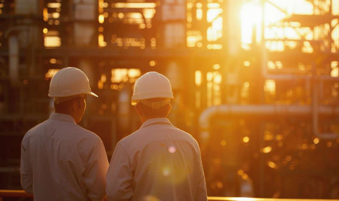 Engineers reviewing operations on the VAJRA plant floor